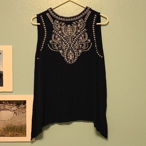 Business Casual Navy Sleeveless Top